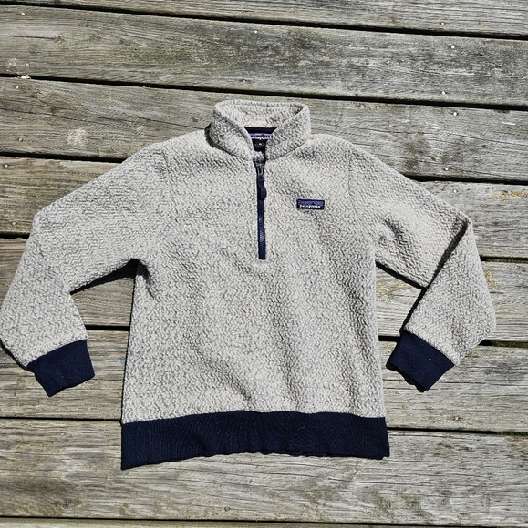 Patagonia Woolyester Pullover in Oatmeal & Navy - size xs - Picture 3 of 11